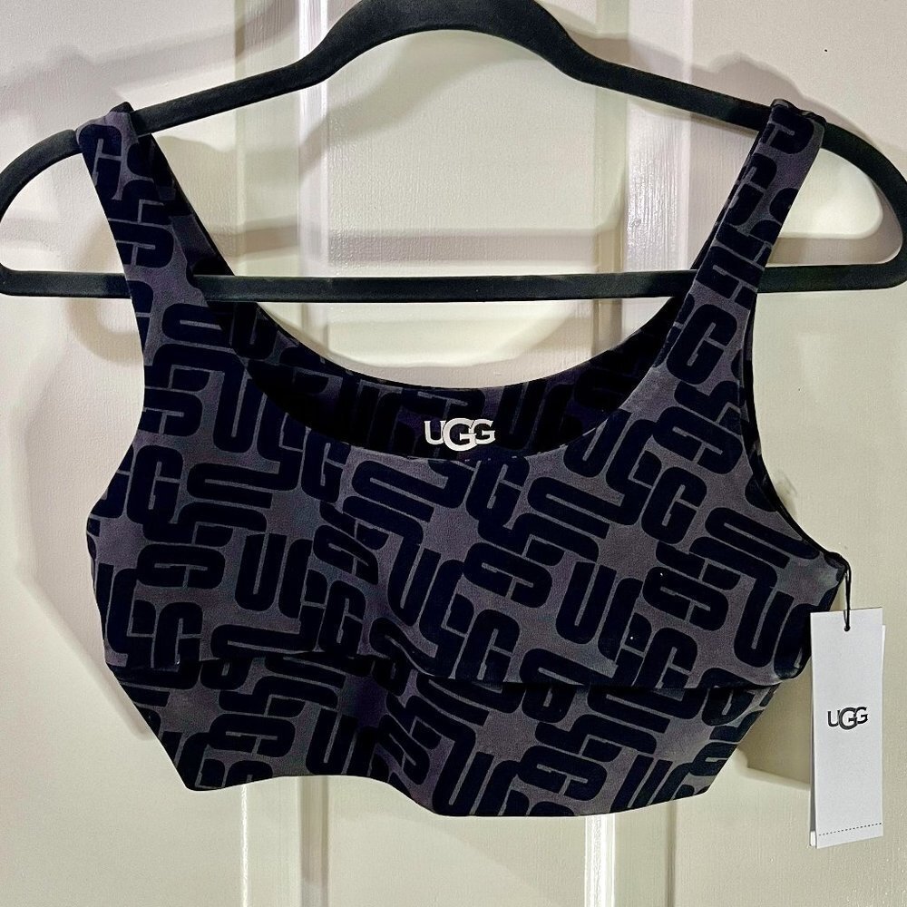 NWT UGG SZ S Bralette Zayley Print Grey & Black